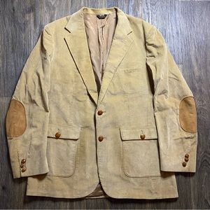 Vintage Levis Corduroy Sportswear Coat Blazer Jacket 42L Elbow Patch Wood Button